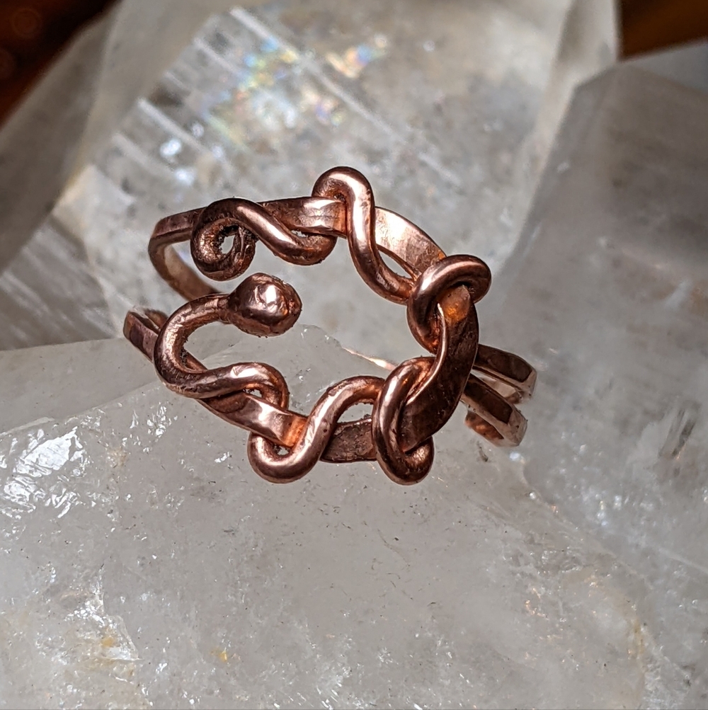 Art Nouveau Copper Ring Nature Inspired Jewelry - Picture 9 of 10